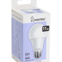 Лампа cветодиодная Smartbuy, E27, A60, 11 Вт, 4000 К, дневной белый свет