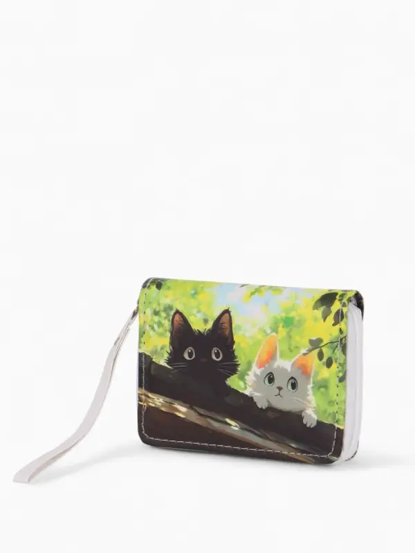 Кошелек дет 07-01-01 Июнь2533 кот, 12*1,5*9 см, 2 отд+отд/молн, д/карт, зеленый