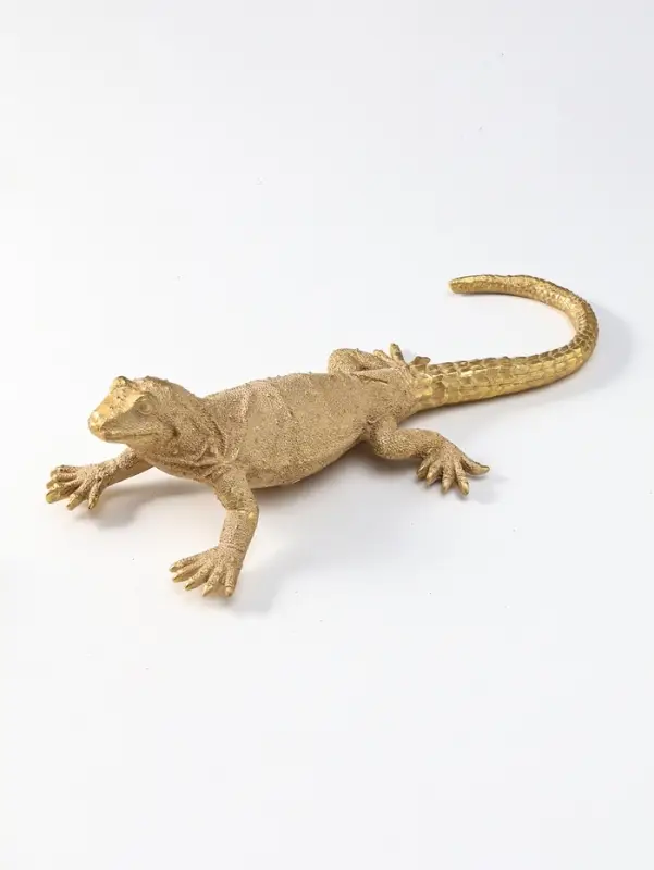 Панно интерьерное полистоун "Ящерица шипохвост" золото 38,7х16,9х9,5 см