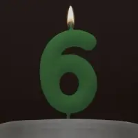 Свеча для торта, цифра &laquo;6&raquo;, светится в темноте, 3,8 х 8 см