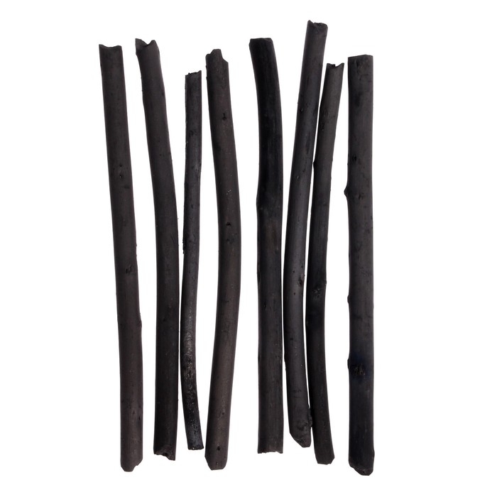 Натуральный ивовый рисовальный уголь 8 шт, 3 - 9 мм диаметр, длина 100 мм, "Подольские товары для художников", в картонной коробке