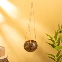 Подсвечник подвесной из кокоса, 9-12 см, коричневый