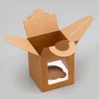 Коробка для 1 капкейка, крафт, 9.2&times;9.2&times;11.1 см