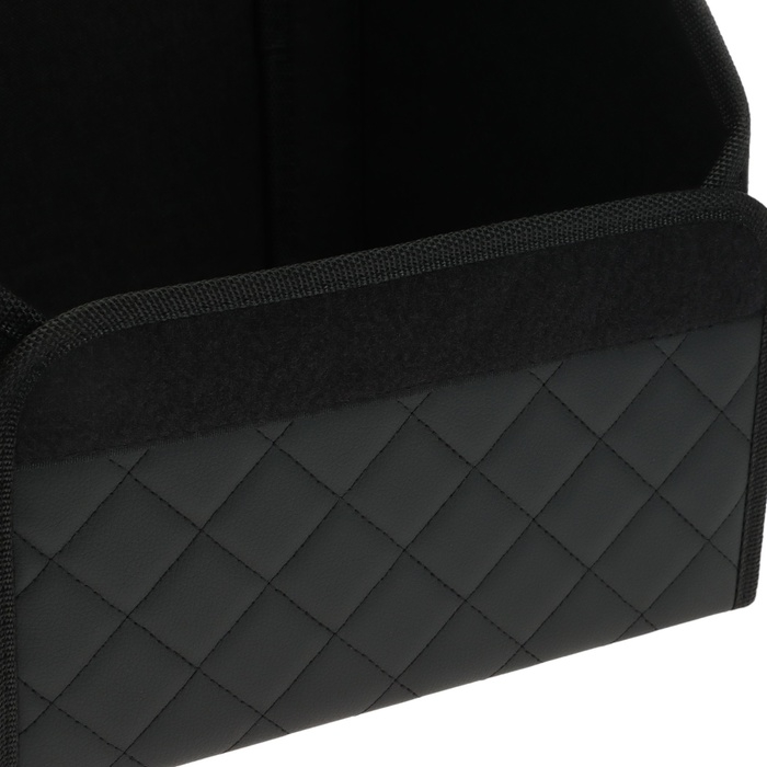 Органайзер кофр в автомобиль Cartage саквояж, экокожа стеганая, 30х30х30 см, черный