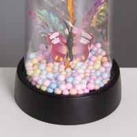 Ночник колба &laquo;Цветок с бабочкой&raquo; LED 3хAG10 красный 8,5х8,5х15,5см