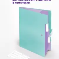 Папка А4, 5 отделений, Calligrata, 600 мкм, на кнопке, зеленая, матовая