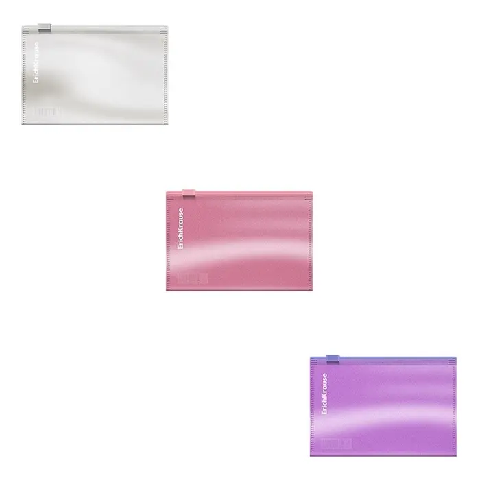 Папка-конверт на ZIP-молнии Card Size, 180 мкм, ErichKrause, Glossy Candy, глянцевая, с тиснением, полупрозрачная, микс