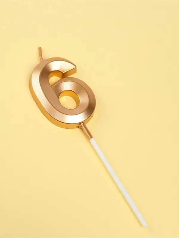 Свеча в торт на шпажке &laquo;Грань&raquo;, цифра 6, шампань, 5 см