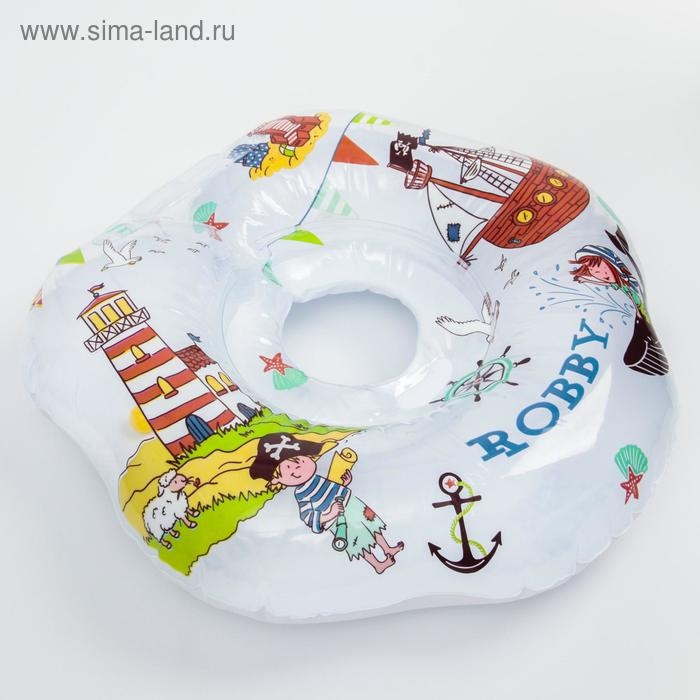 Круг для плавания на шею Robby, &laquo;Пираты&raquo;, надувной, с ручками, цвет белый