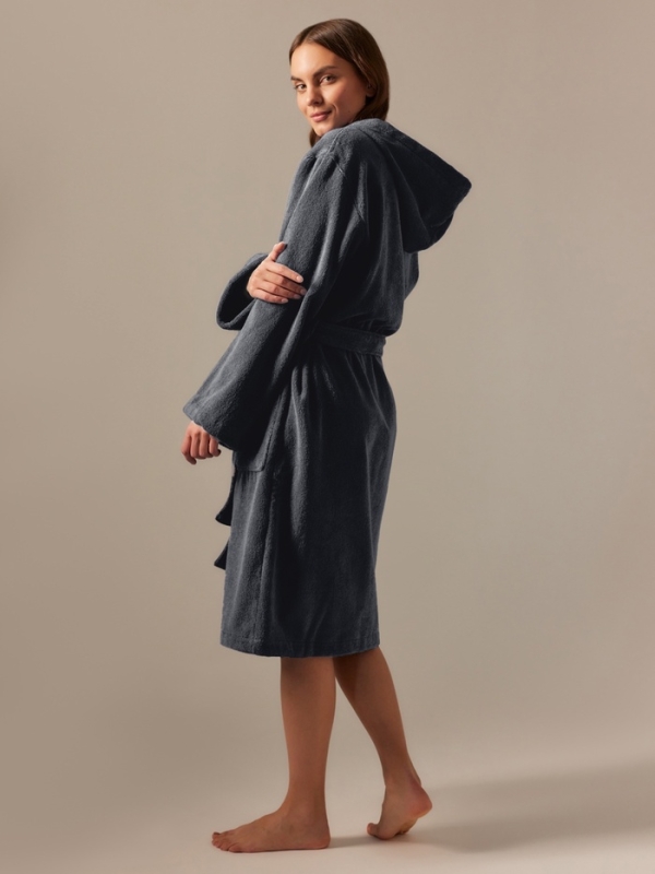 Халат махровый с капюшоном женский SL HOME: Basic "Гри Сандре", р-р S, 100% хл, 420 г/м2