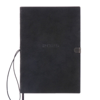 Ежедневник датированный 2025 года, А5, 176 листов ESCALADA, мягкая обложка из искусственной кожи, блинтовое тиснение, ляссе, блок 70 г/м2, чёрный