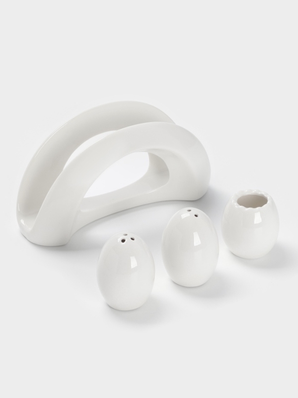 Набор для специй на бамбуковой подст 4 шт, солонка, перечница, салфетница, зубочист