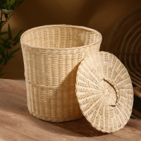Корзина для белья с крышкой, 35х35х40 см, ротанг
