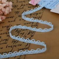 Кружево вязаное, 11 мм &times; 2,7 &plusmn; 0,5 м, цвет голубой