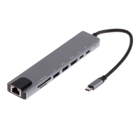 Type-C-разветвитель (HUB), 2USB, порт Ethernet, HDMI,2Type-C, SD, microSD, 10см,серебристый Type-C-разветвитель (HUB), 2USB, порт Ethernet, HDMI,2Type-C, SD, microSD, 10см,серебристый