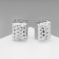 Серьги металл &laquo;Аккорд&raquo; плетёные, прямоугольник, цвет серебро