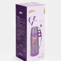 Термос 1 л, со стеклянной колбой, 11х31см, фиолетовый