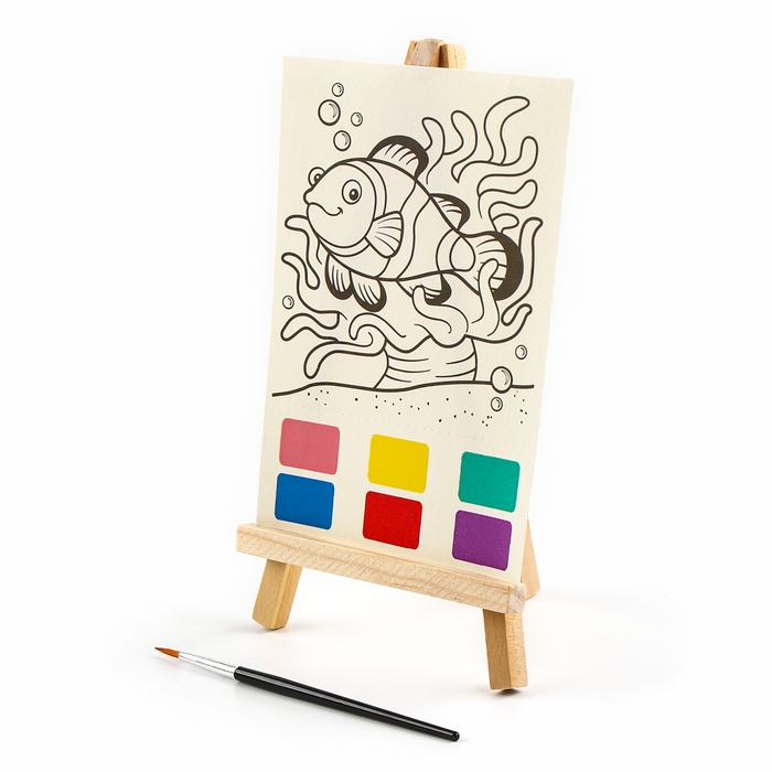 Водная раскраска &laquo;Животные&raquo;, с кисточкой и мольбертом, виды МИКС