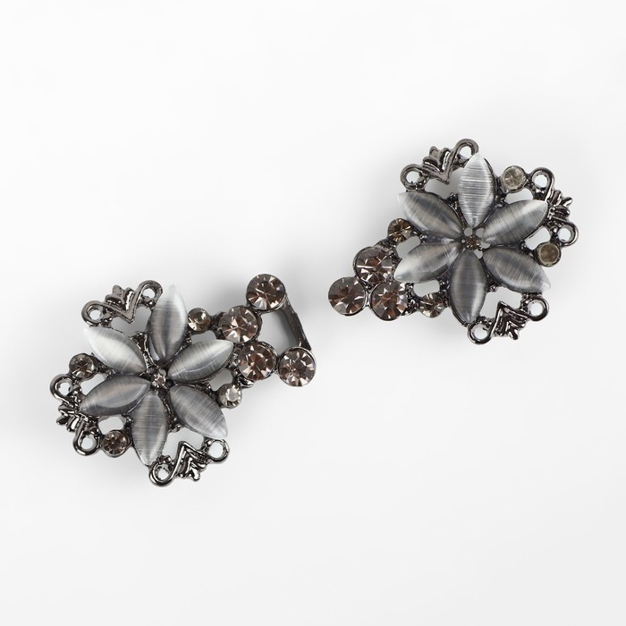 Декоративная застёжка, 6,5 &times; 3 см, цвет чёрный/серый