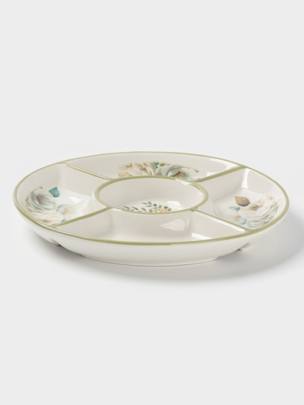 Менажница Доляна "Цветы" цвет белый  5 ячеек 25,5х3 см