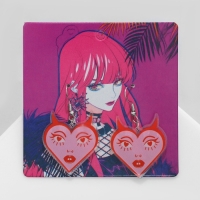 Серьги акрил &laquo;Сердце&raquo; с лицом, цвет розово-красный