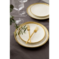 Тарелка фарфоровая десертная Magistro Poursephona, d=21 см, цвет бежевый