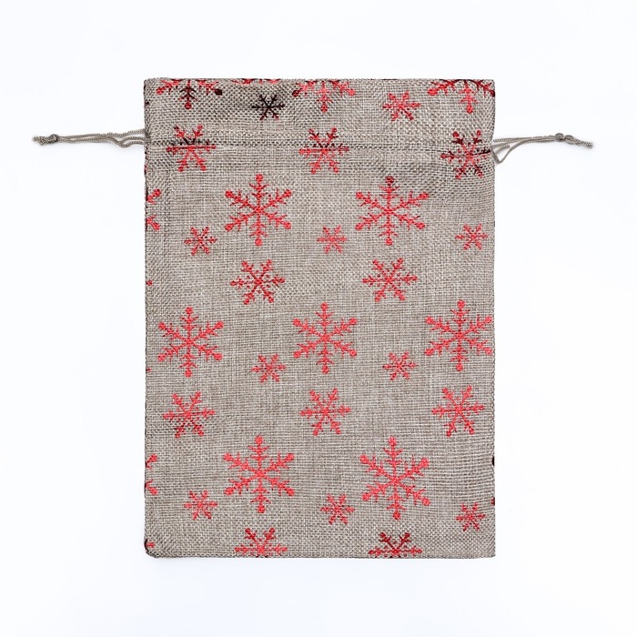 Новый год. Мешочек подарочный из холщи Новый год. Мешочек подарочный из холщи "Снежинки", 20 х 28 см