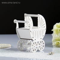 Кашпо "Коляска", фанера, белая, 14,5х8,5х18,5 см Кашпо "Коляска", фанера, белая, 14,5х8,5х18,5 см