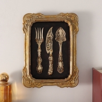 Панно интерьерное полистоун "Винтаж. Столовые приборы" 23х17х3 см