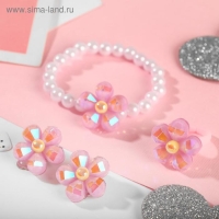 Набор детский «Выбражулька» 3 предмета: клипсы, браслет, кольцо, цветок, цвет МИКС Набор детский «Выбражулька» 3 предмета: клипсы, браслет, кольцо, цветок, цвет МИКС