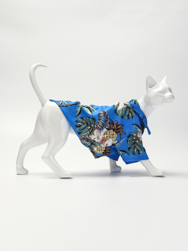 Рубашка для собак "Тропики", L (ДС 28, ОГ 36, ОШ 26 см),голубая