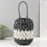 Подсвечник пластик на 1 свечу "Зигзаг" чёрно-белый 11х20х27 см