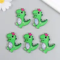 Шейкер для творчества акрил "Зелёный динозаврик в короне" с глиттером 0,5х3,9х5,6 см