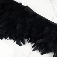 Тесьма с перьями индюка, 13-17 см, 5 ± 0,5 м, цвет чёрный Тесьма с перьями индюка, 13-17 см, 5 ± 0,5 м, цвет чёрный