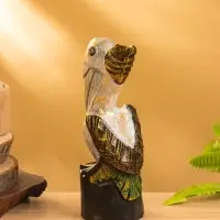 Сувенир интерьерный "Пеликан" 7х7х20 см, дерево, цв. белый с золотом