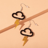 Серьги пластик &laquo;Тучка&raquo; молния, цвет чёрно-золотой