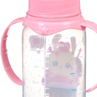 Бутылочка для кормления &laquo;Зайка, пончик&raquo;, классическое горло, 250мл., от 3 мес., цилиндр, с ручками
