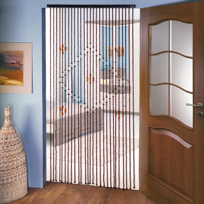 Занавеска декоративная деревянная «Ромб», 90×180 см, 27 нитей Занавеска декоративная деревянная «Ромб», 90×180 см, 27 нитей