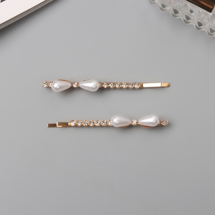 Невидимка для волос &laquo;Глория&raquo; (набор 2 шт) бант, 6 см, золото