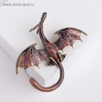 Брошь &laquo;Дракон&raquo; летящий, цвет сливовый в чернёном золоте