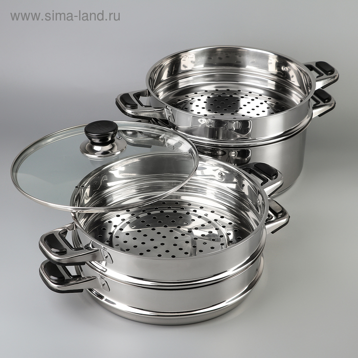 Мантоварка &laquo;Алтын&raquo;, 16,2 л, d=26 см, 3 секции, капсульное дно, стеклянная крышка, индукция