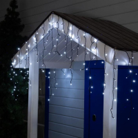 Гирлянда &laquo;Бахрома&raquo; 3 &times; 0.6 м, IP44, УМС, тёмная нить, 160 LED, свечение белое, 220 В