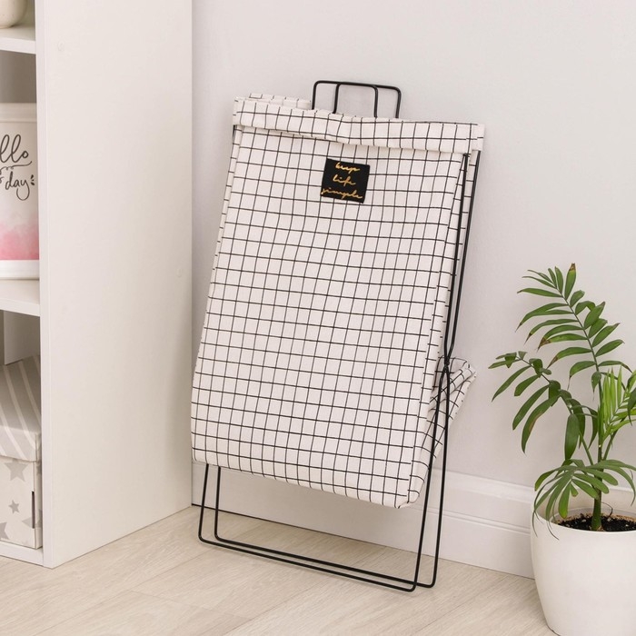 Корзина универсальная складная &laquo;Клетка&raquo;, 40&times;26&times;50 см, цвет бело-чёрный