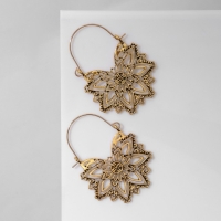 Серьги металл &laquo;Восток&raquo; цветок солнца, цвет чернёное золото