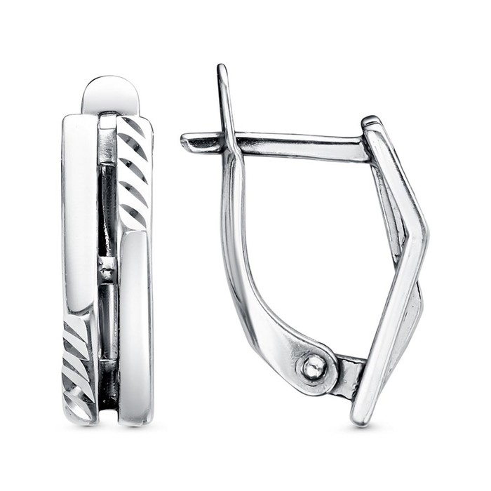 Серьги &laquo;Штиль&raquo;, посеребрение с оксидированием