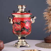 Набор &laquo;Рябина&raquo;, 3 предмета, самовар 3 л, заварочный чайник 0,7 л, поднос