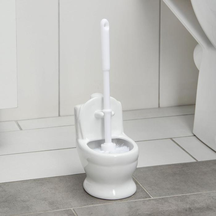 Ёрш для унитаза с подставкой &laquo;Классик&raquo;, 10&times;14&times;32 см, цвет белый