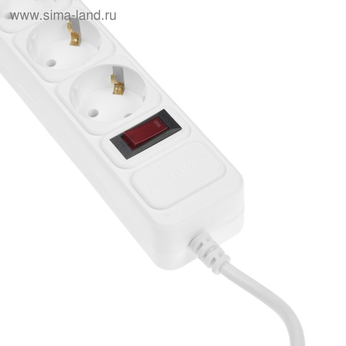 Сетевой фильтр 5bites SP5W-118 5S, 5 розеток, 3 м, 10 А, 3х0.75 мм2, с з/к, с выкл., белый