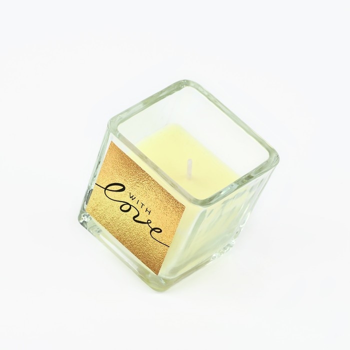 Ароматическая свеча в стекле &laquo;With love&raquo;, аромат миндаль, 5,3 х 5,3 х 5,5 см.