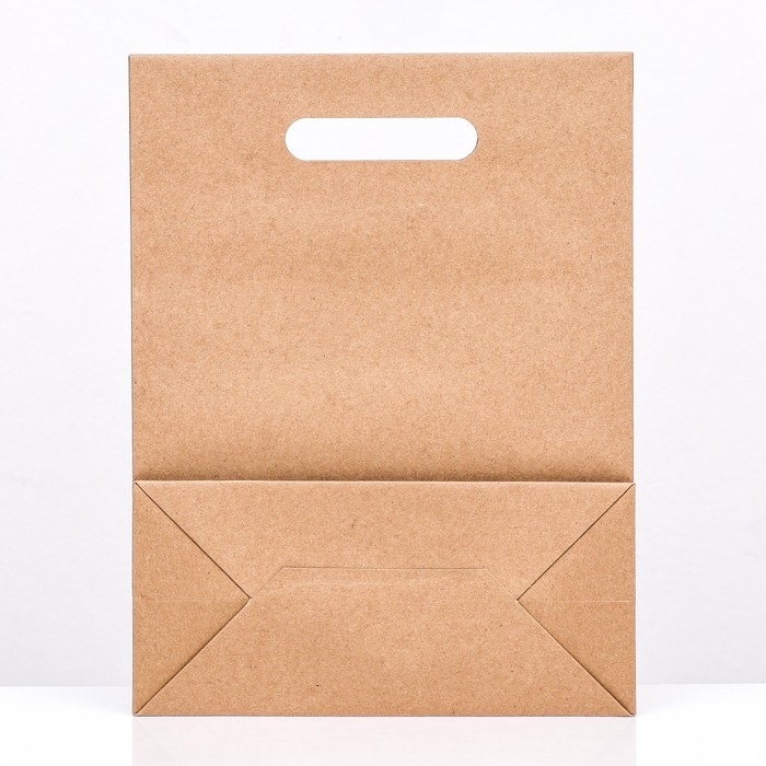 Коробка-пакет с ручкой, крафт, 32 х 23 х 11 см